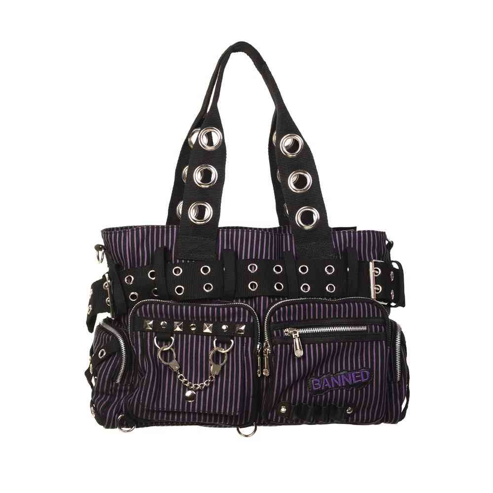 Banned - Handcuff Handbag - Black/Purple